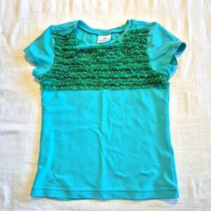 Hanna Andersson girls size 90 or 3T short sleeve ruffle front rash guard EUC